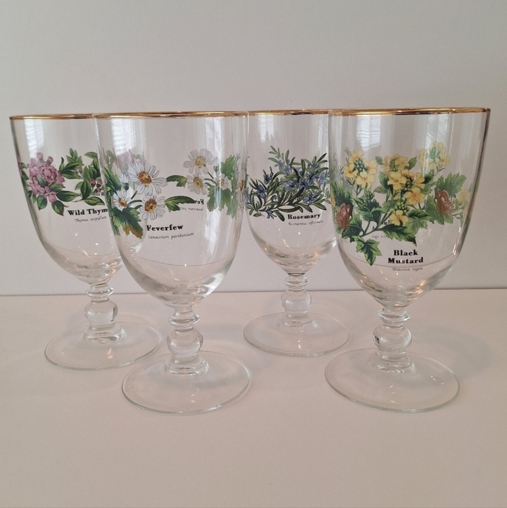 Royal Worcester Worcester Herbs water goblets - set of 4 - vintage